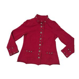 Neon‎ Buddha Womens Small Red Jacket Button Up Lagenlook Artsy Bohemian